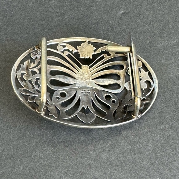 Fleming Butterfly Belt Buckle Sterling Silver Filigree Etched Coastal Cowgirl - Picture 8 of 15